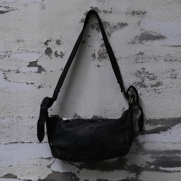 Guidi horse leather zipper waist bag Q150 Italian handmade GD-Q150-HEI black